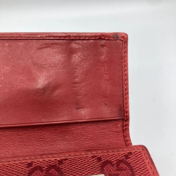 🔹️GUCCI 🔹️Key case Key holder Red Leather Cow Canvas - Picture 4 of 14